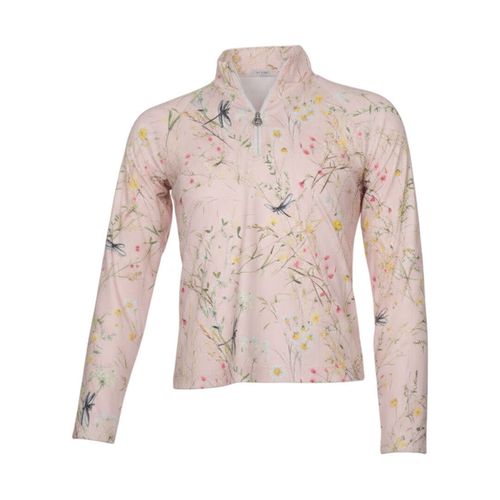 Dapplebay Kids' 1/4 Zip Long Sleeve Shirt - Light Pink Dragonfly Meadow