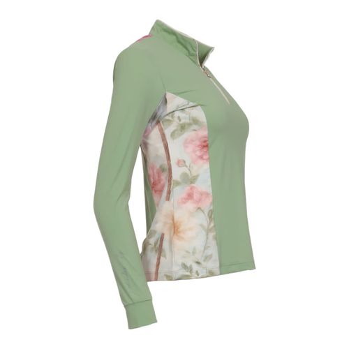 Dapplebay Women's Grace 1/4 Zip Long Sleeve Riding Top - Sage/Vintage Floral