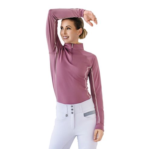 BARGAIN: Romfh Women's 1/4 Zip Long Sleeve Solid Sun Shirt - XX Large - Warm Dusk/Bleached Peach