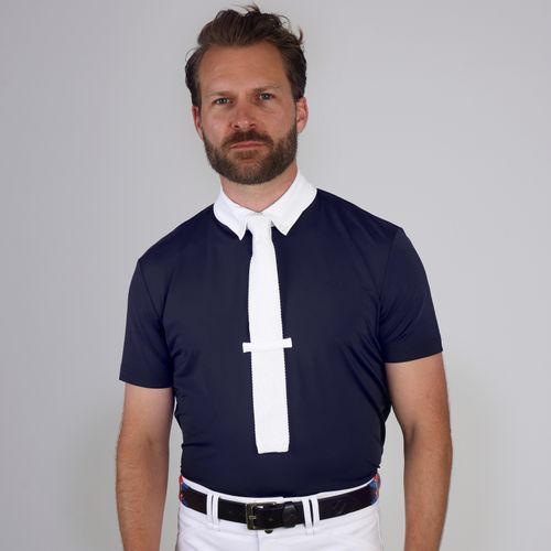 Shires Aubrion Men's Optima MX Zip Show Shirt - Navy