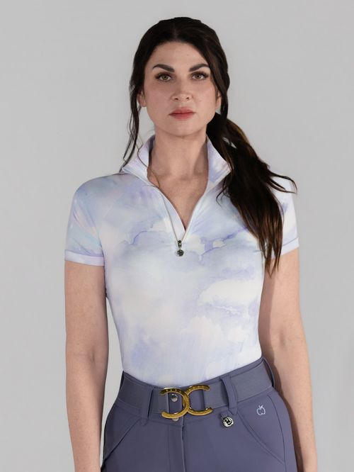 Dapplebay Women's 1/4 Zip Short Sleeve Riding Top - Opalite Skies
