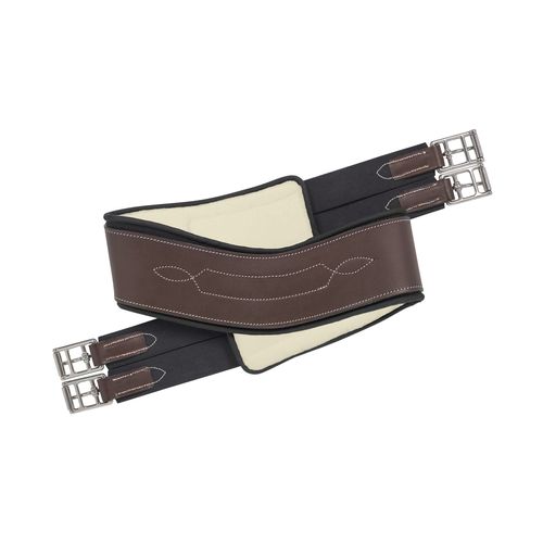 EquiFit Anatomical Pony Hunter Girth w/SheepsWool - Brown/Natural/Black Trim