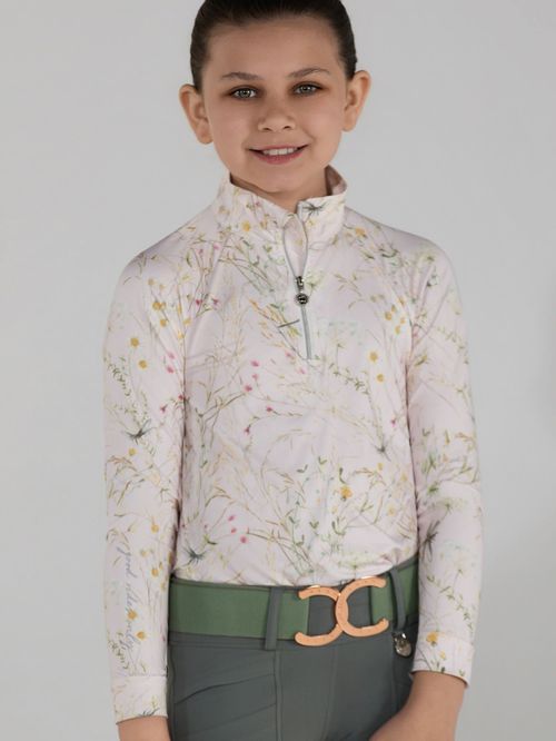Dapplebay Kids' 1/4 Zip Long Sleeve Shirt - Light Pink Dragonfly Meadow