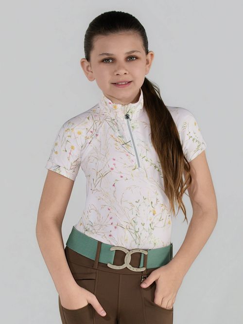 Dapplebay Kids' 1/4 Zip Short Sleeve Shirt - Light Pink Dragonfly Meadow