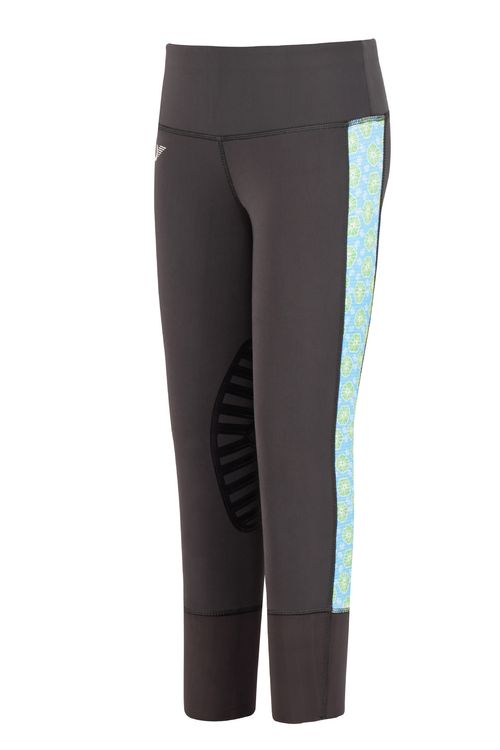 BARGAIN: TuffRider Kids' Athena EquiCool Riding Tights - Medium - Charcoal/Light Blue