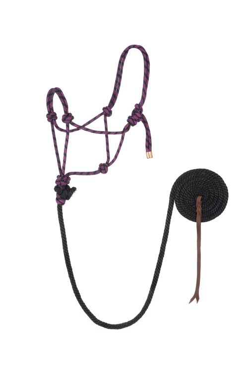 Weaver Diamond Braided Horse Rope Halter w/Lead - Purple/Jazz/Black