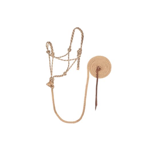Weaver Diamond Braid Reflective Rope Halter & Lead - Tan/Dark Brown
