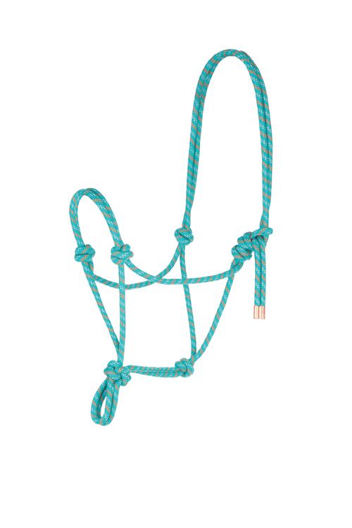 Weaver Diamond Braided Horse Rope Halter - Teal/Grey/Orange