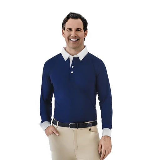 Ovation Men's Classic Long Sleeve Polo Show Shirt - Navy