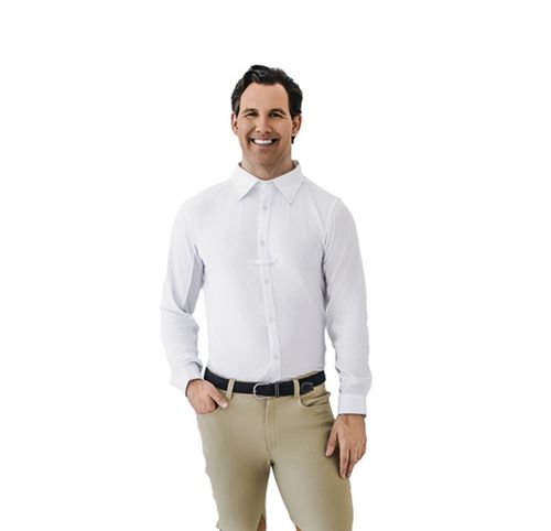 Ovation Men's Classic Long Sleeve Polo Show Shirt - White