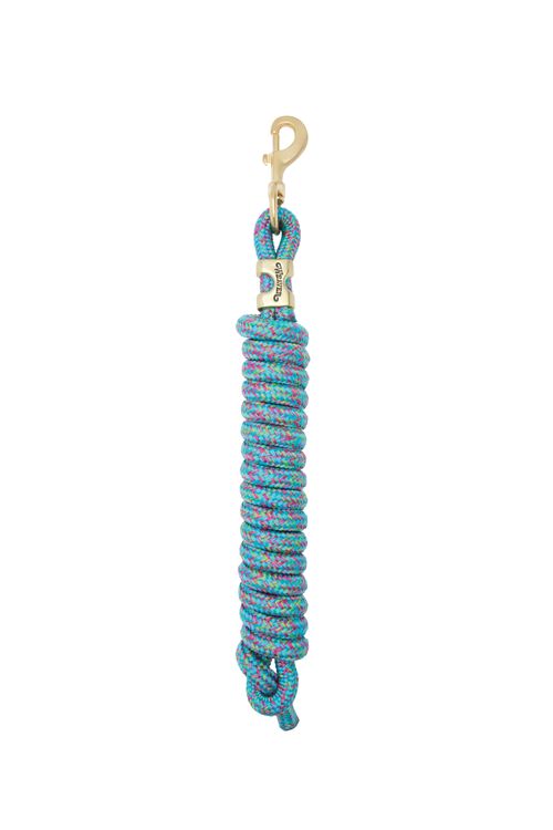 Weaver Poly Lead Rope w/Solid Brass Snap - Sky Blue/Raspberry/Lime Green