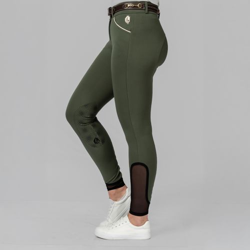 Equinavia Women's Astrid Silicone Knee Patch Breeches - Thyme/Vanilla Cream
