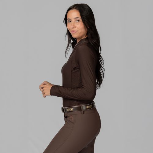 Equinavia Women's Aurora Long Sleeved Training Shirt - Dark Brown