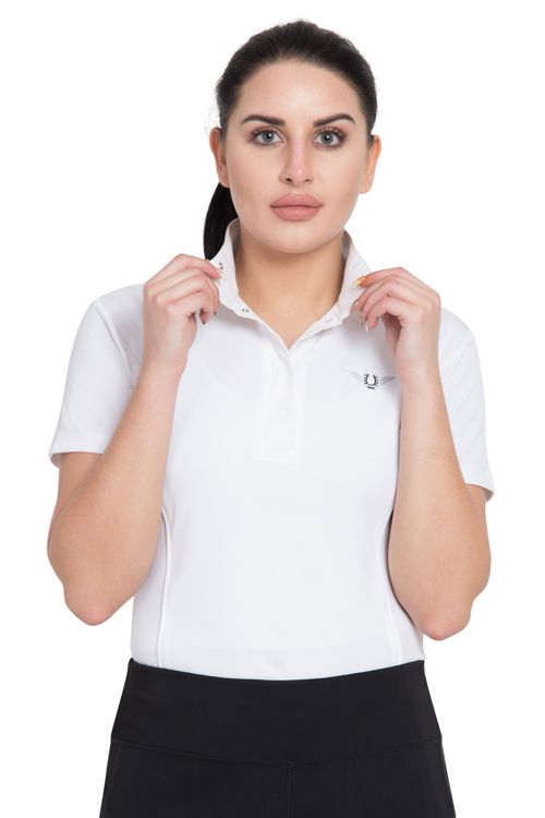 OUTLET: TuffRider Women's Kirby Kwik Dry Short Sleeve Show Shirt - XX Large - White/White