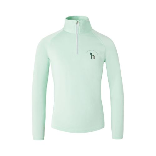 OUTLET: Horze Kids' Lola Long Sleeved Half Zip Tech Shirt - EU 110-116/US X Small - Dusty Aqua