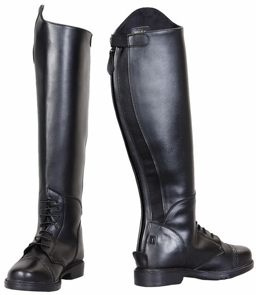 BARGAIN: TuffRider Kids' Starter Back Zip Field Boots in Synthetic Leather - 5 Slim Regular - Black
