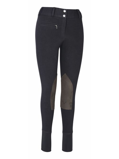 OVERSTOCK: TuffRider Women's Cotton Lowrise Wide Waistband Knee Patch Breeches - 32 Regular - Black
