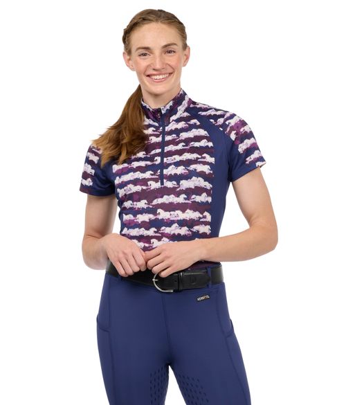 BARGAIN: Kerrits Women's Equibreeze Print Ice Fil Short Sleeve Shirt - 2X - Berry Brushstrokes