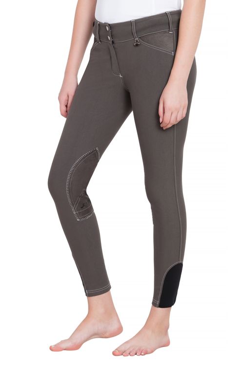 BARGAIN: Equine Couture Women's Sportif Natasha Knee Patch Breeches - 36 Regular - Charcoal/White Stitching