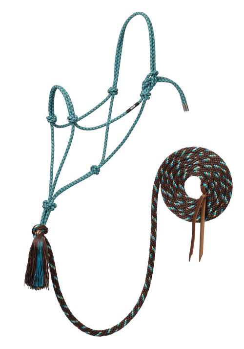 Weaver Silvertip No. 95 Rope Halter w/12' Lead - Turquoise/Brown/Tan