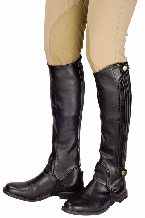 OUTLET: TuffRider Grippy Grain Half Chaps Tall - Medium - Black