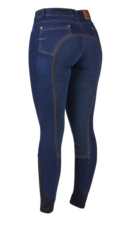 OVERSTOCK: Dublin Women's Shona Full Suede Seat Denim Breeches - 30 - Blue Denim/Navy