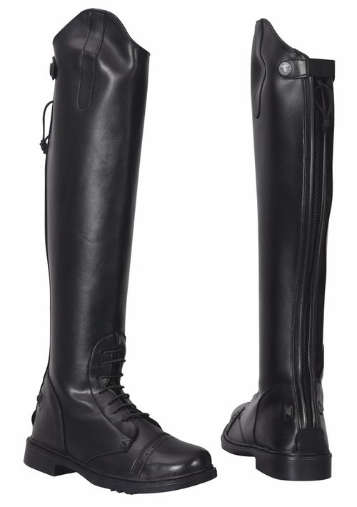 BARGAIN: TuffRider Women's Starter Back Zip Field Boots in Synthetic Leather - 10 Wide - Black