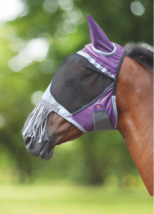 READY TO SHIP: Shires Deluxe Fly Mask w/Nose Fringe - Small Pony - Purple