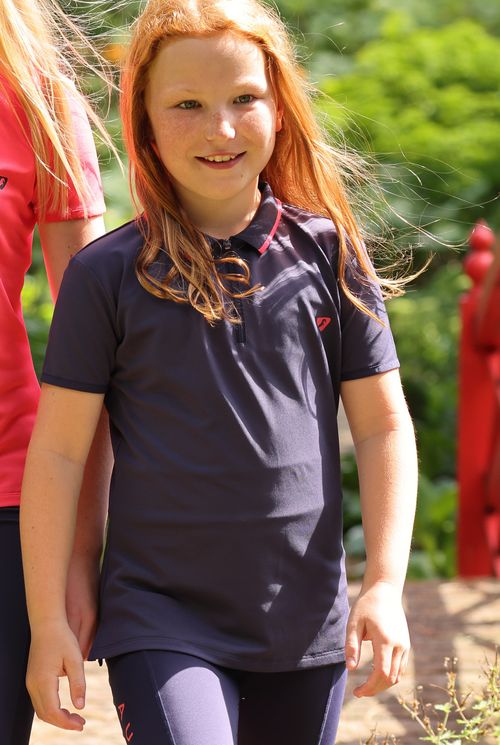 READY TO SHIP: Shires Aubrion Kids' Poise Tech Polo - 9-10 years - Navy