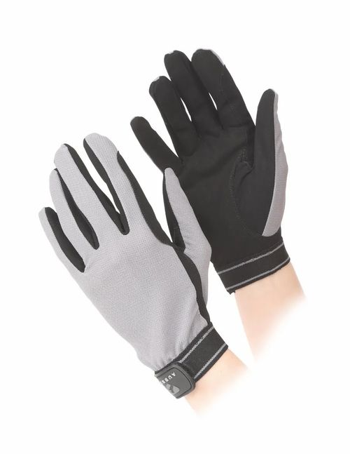 READY TO SHIP: Shires Aubrion Kids' Mesh Riding Gloves - Large - Grey