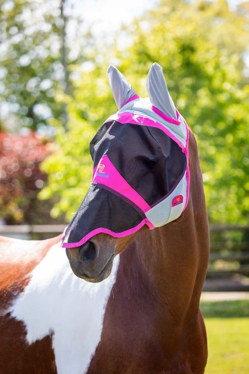 READY TO SHIP: Shires FlyGuard Air Motion Fly Mask w/Ears & Nose - Small Pony - Pink