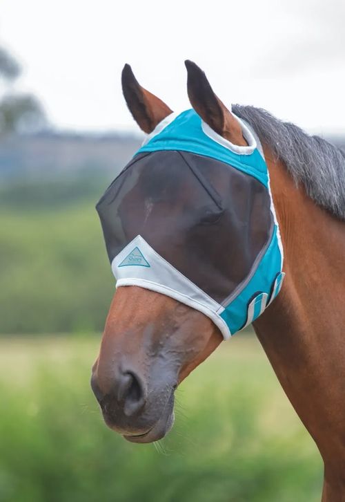 READY TO SHIP: Shires FlyGuard Fine Mesh Fly Mask w/Ear Hole - Small Pony - Teal