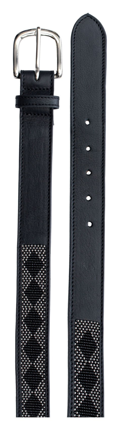OUTLET: Equinavia Women's Estelle Hand Beaded Belt - X Large - Black/Silver