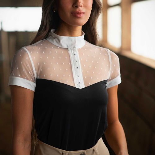 BARGAIN: Dapplebay Women's Shine On Short Sleeve Show Top - Medium - Black/White