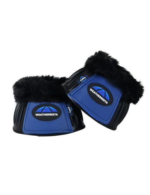 OUTLET: Weatherbeeta Tough-Tec Prime Fleece Trim Rubber Bell Boots - Medium - Black/Cobalt