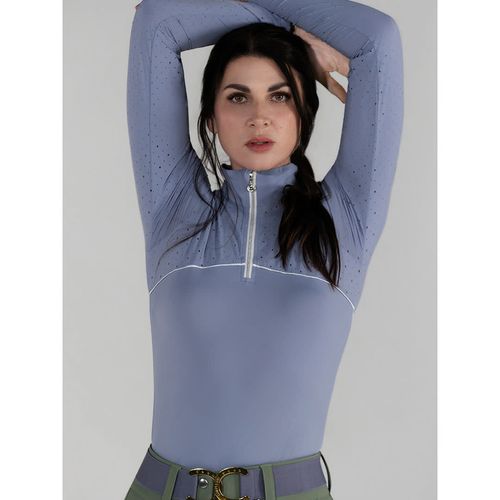 Dapplebay Women's 1/4 Zip Aircut Long Sleeve Riding Top - Moonrise