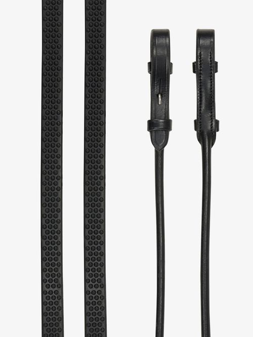 LeMieux Rolled Reins - Black/Silver