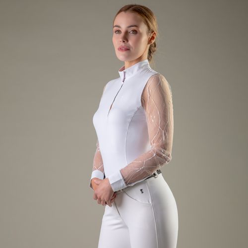 Tredstep Women's Monaco Air Long Sleeve Show Shirt - White/Beach Blue