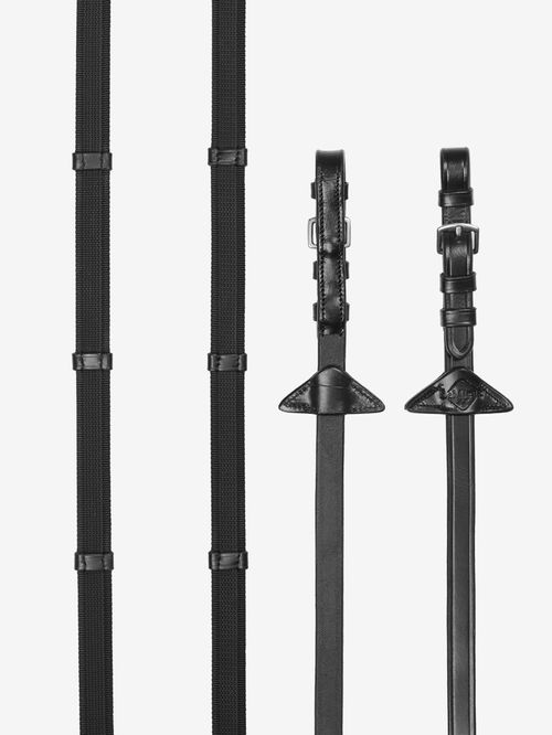 LeMieux Rubber Grip Continental Reins - Black/Silver