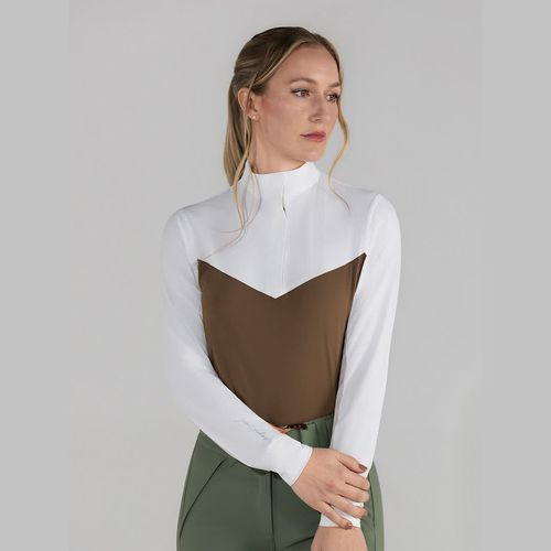 Dapplebay Women's 1/4 Zip Long Sleeve Show Top - Chestnut