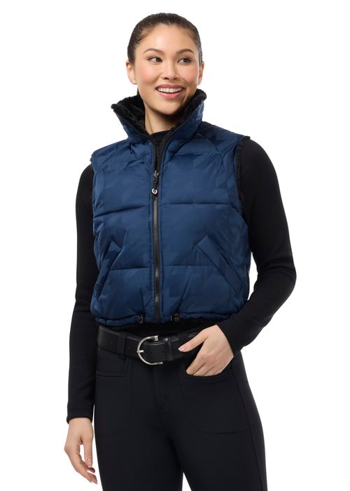 Kerrits Women's Skyline Houndstooth Reversible Vest - Nightfall