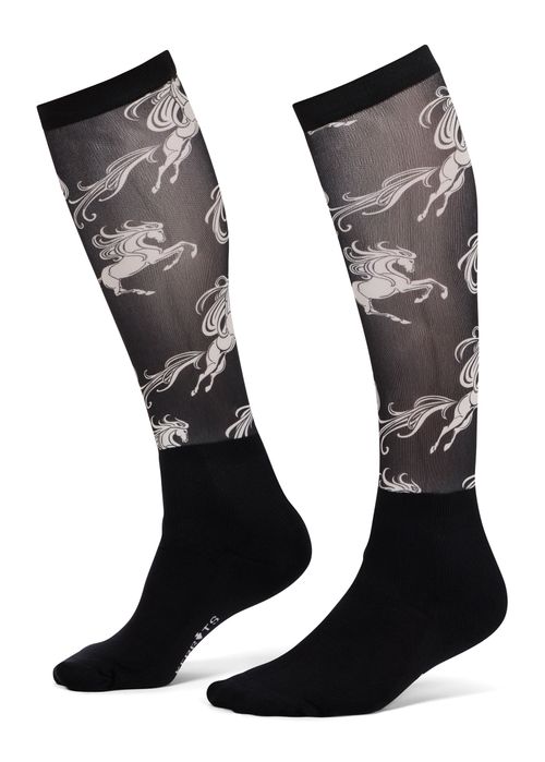 Kerrits Women's Dual Zone Boot Socks - Black Horse Whimsy