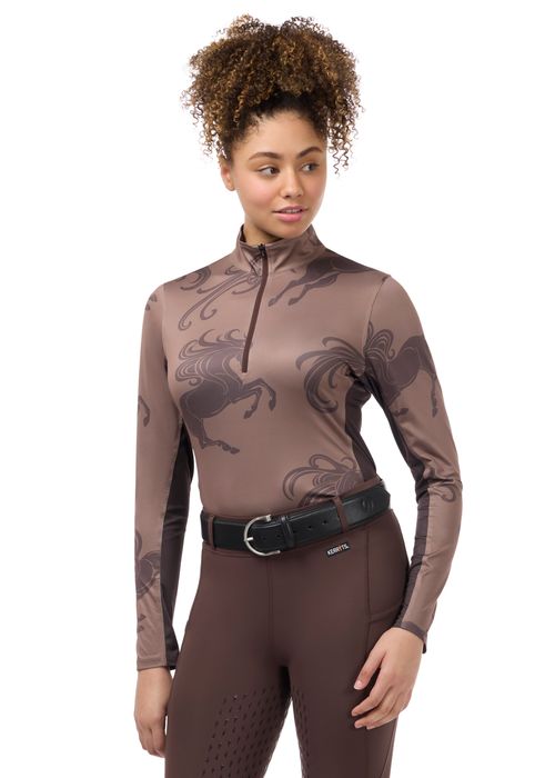 Kerrits Women's In The Zone Coolcore Long Sleeve Shirt - Acorn Horse Whimsy