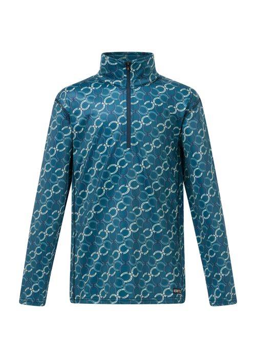 Kerrits Kids' Traverse Quarter Zip Fleece Tech Top - Jasper Horseshoe Honeycomb